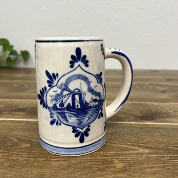 Delft Blue Mug Windmill 5in Tall Hand Painted In Holland