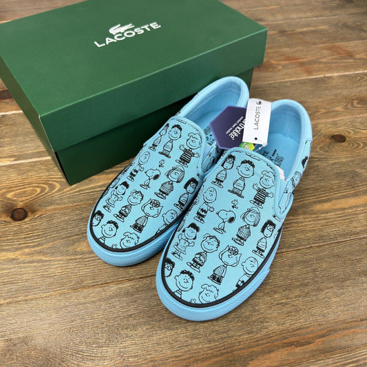 Lacoste x Peanuts Snoopy Blue Sneakers - Kids Size 5 Jump Serve Slip-on Shoes