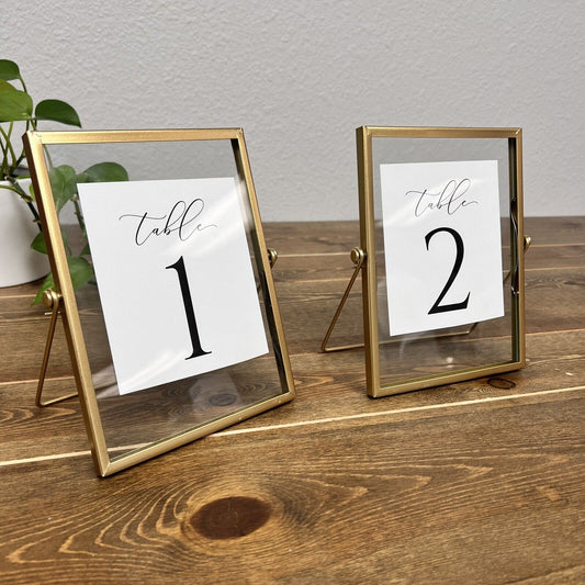 Frame Wedding Table Numbers Gold Glass Letters Decor Set Of 2