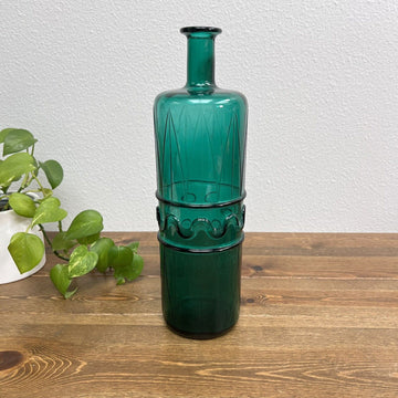 Vintage MCM Empoli Italian Green Art Glass Decanter Bottle