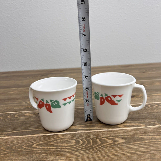 2 Corelle Fiesta Red Chili Pepper Mugs Cups Great Made In USA