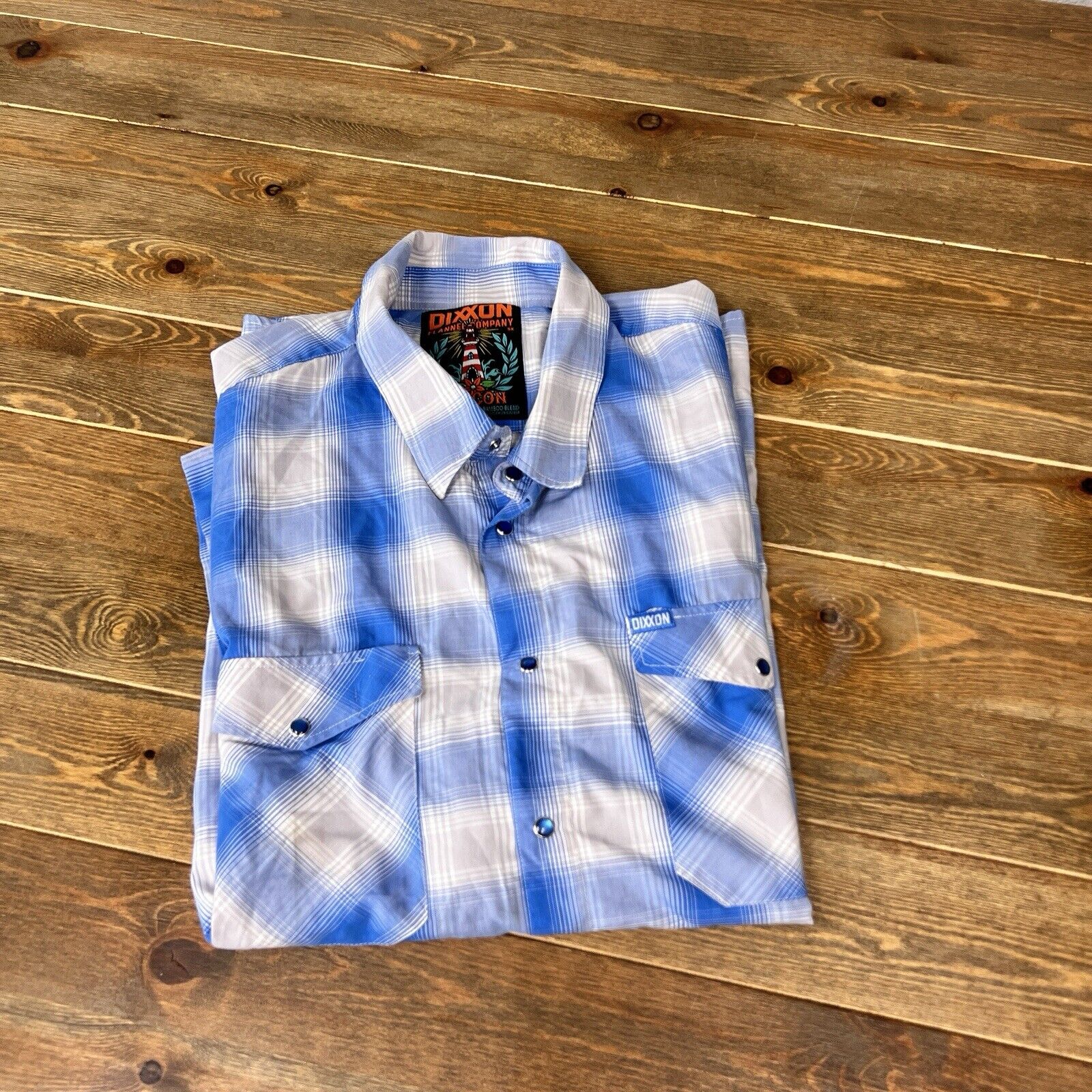 Dixxon Flannel Co ‘The RINCON’ Blue White Plaid Pearl Snap Bamboo Men’s  5X