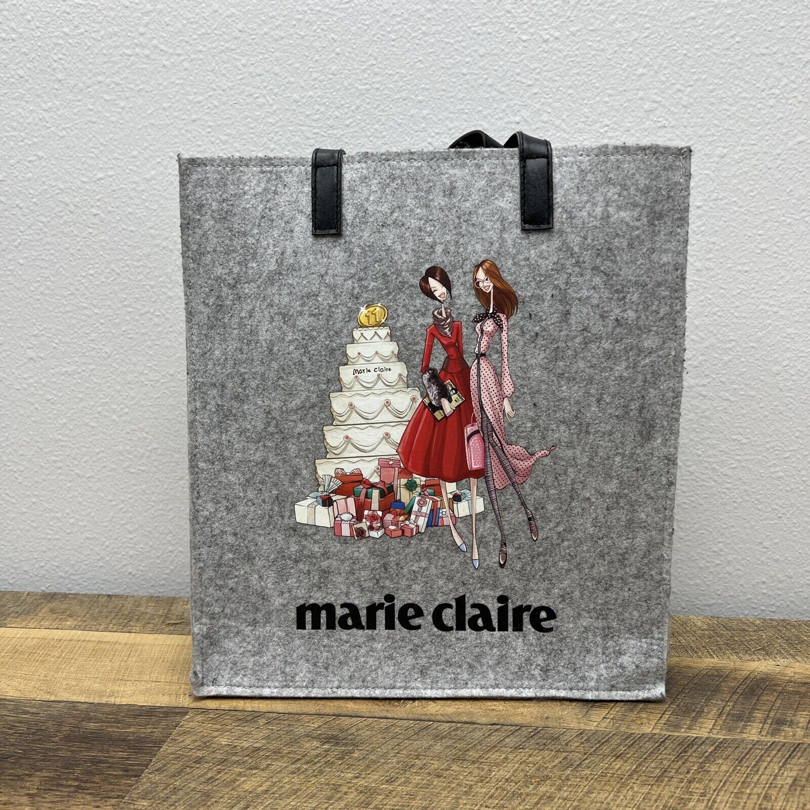 Marie Claire Tote Everyday Bag Gray Soft Felt