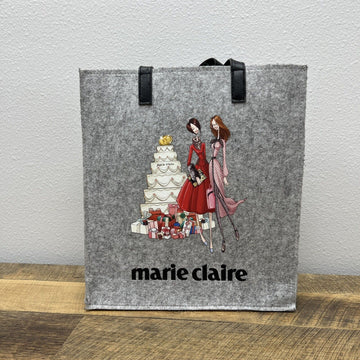 Marie Claire Tote Everyday Bag Gray Soft Felt