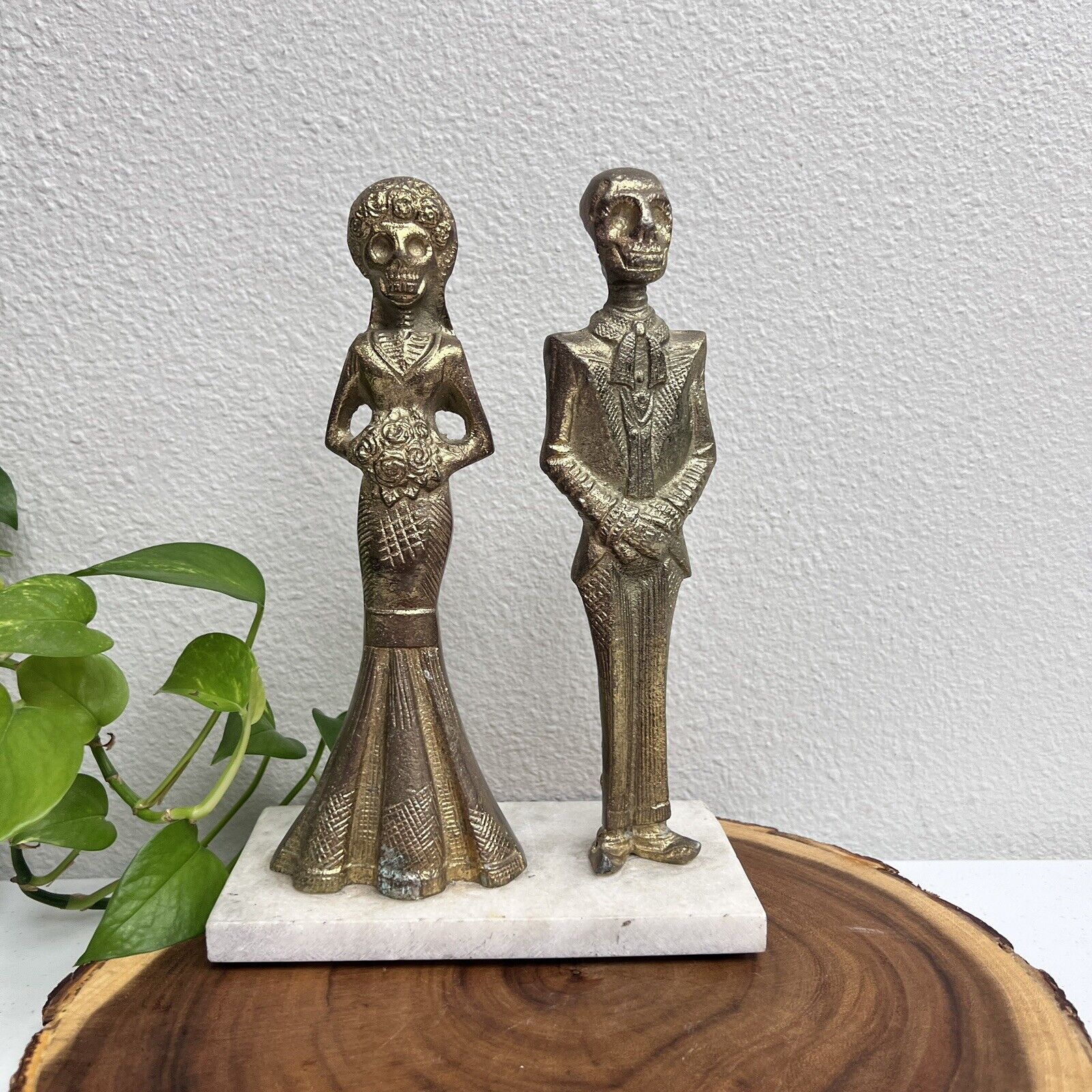 Bronze Plated Halloween Wedding Couple Vintage Style