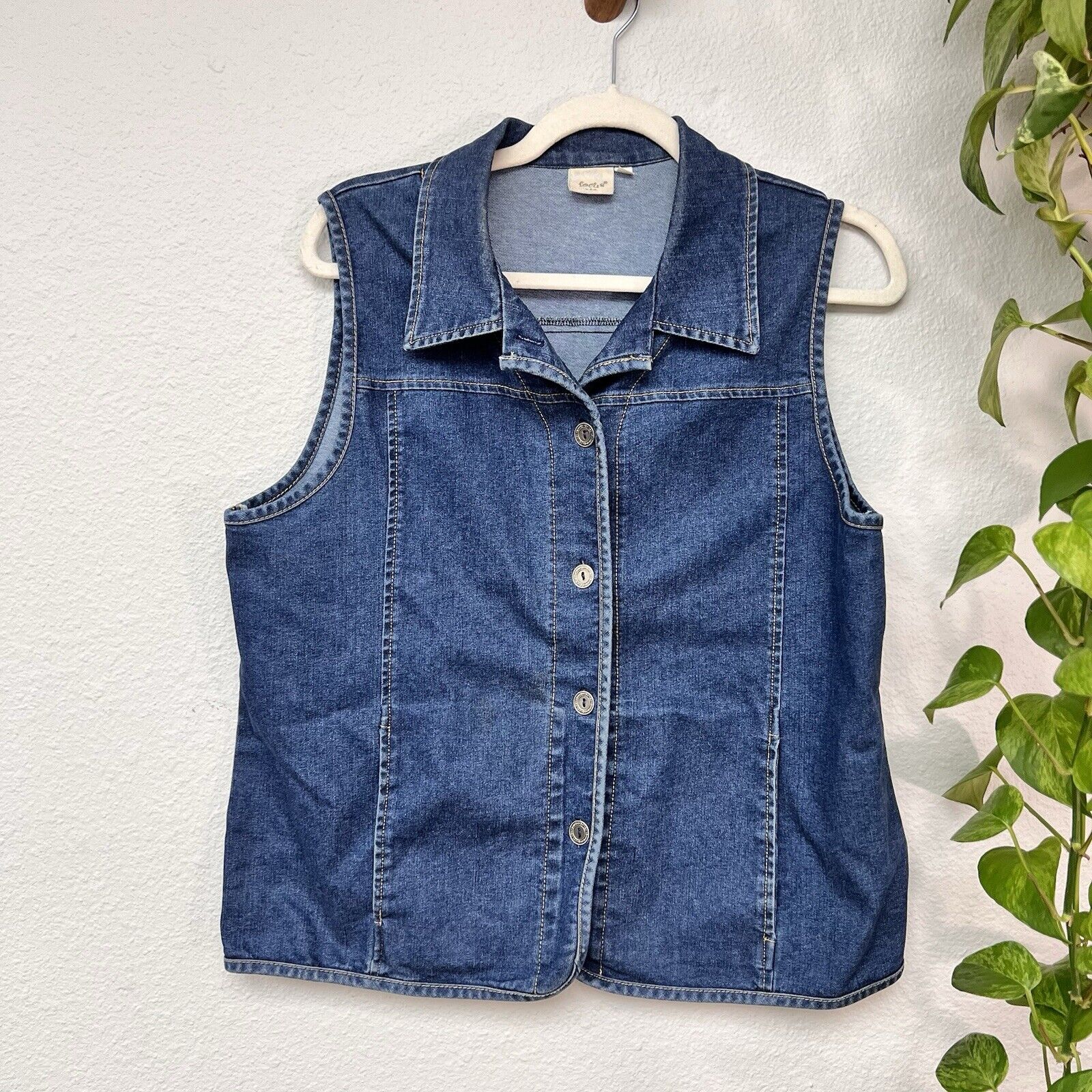 Focus Vest Size M  Womens Denim  Pockets Made In USA Vintage