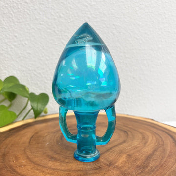 Amphora Glass Aqua Blue Oil Bottle Vinegar Oil Cruet 6" Tall