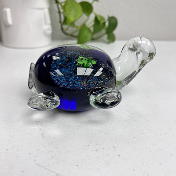 Hand Blown Art Glass Sea Turtle Paperweight Murano in Style