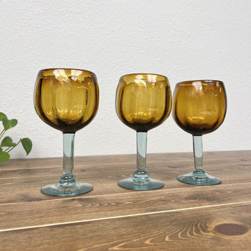 Vintage Mexican Amber Goblets - Set Of 3