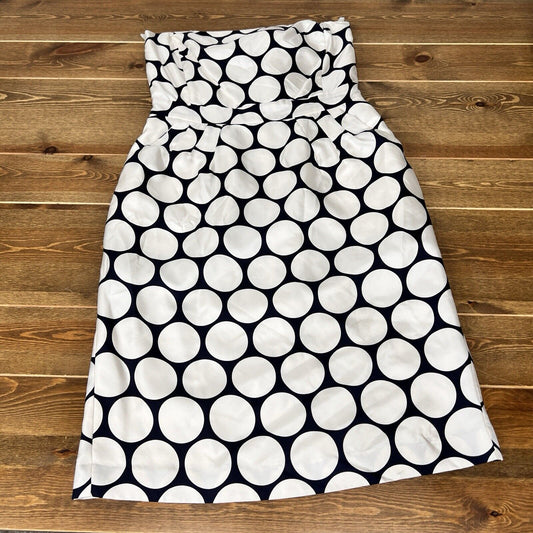 Banana Republic Silk Strapless Sheath Dress Navy White Polka Dot Sz 6 Pockets