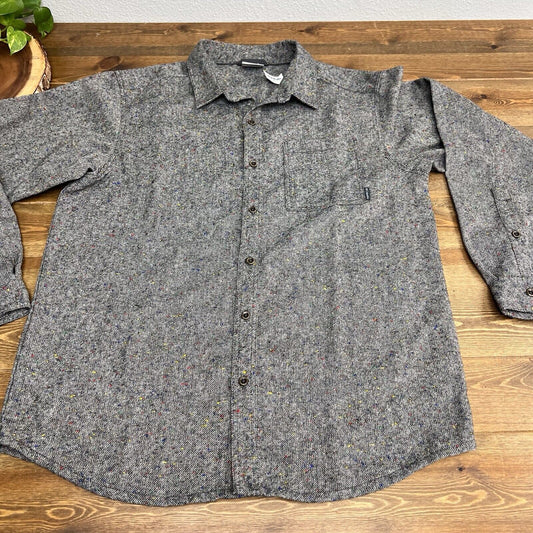 Columbia Button Down Gray with Multi Color Specks Long Sleeve Shirt Men's Large