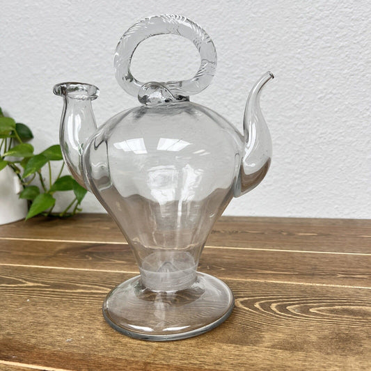 Vintage Holy Water Jug/ Cantir in Blown Glass 19th Century