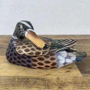 Vintage Female Mallard Wooden Duck Decoy Wood Carving With Storage