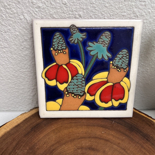 Masterworks Handcrafted Ceramic Art Tile Floral