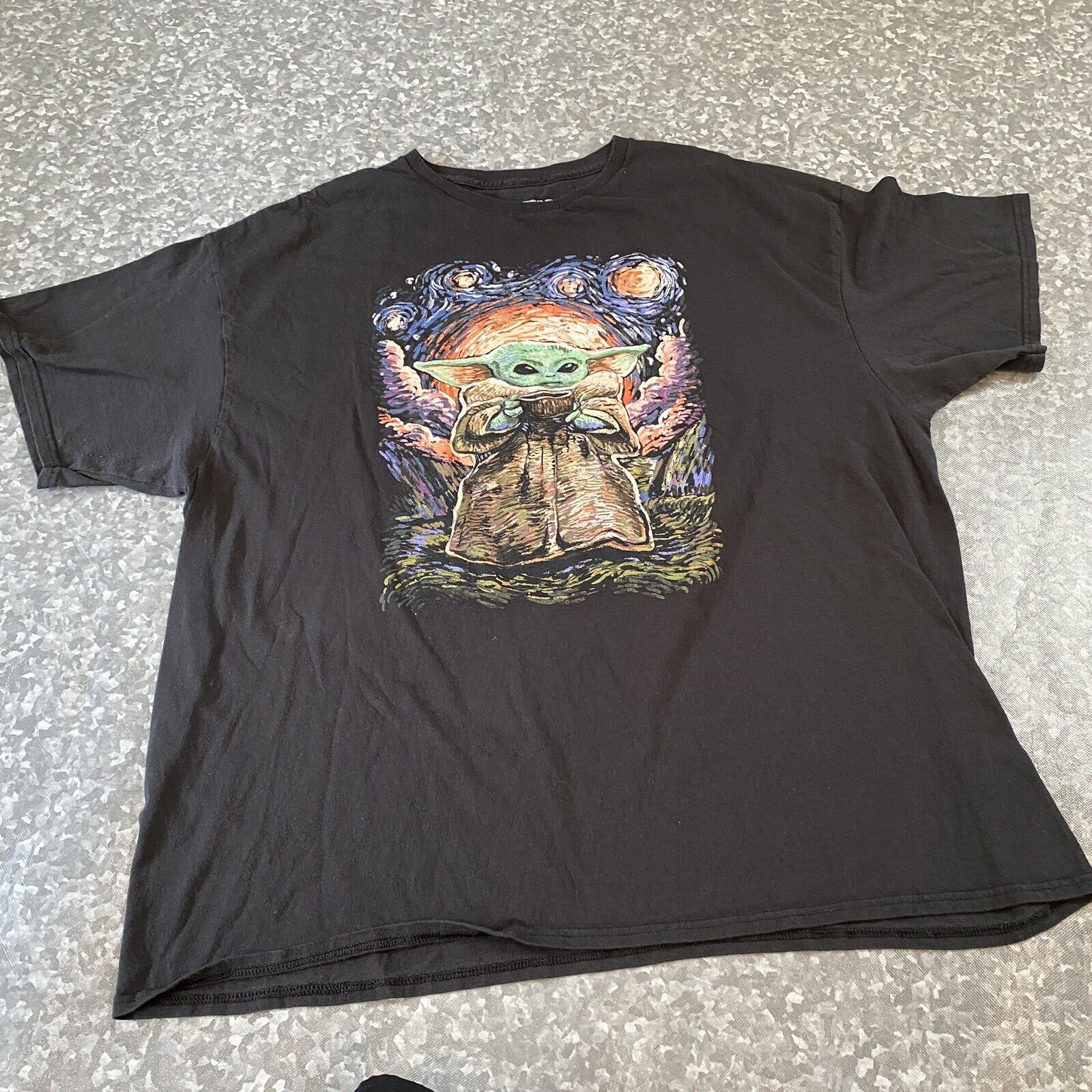 BABY YODA STARRY NIGHT STAR WARS T-SHIRT SIZE 3XL