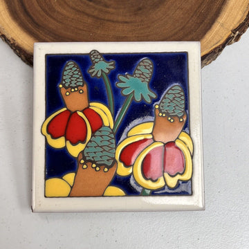 Masterworks Handcrafted Ceramic Art Tile Floral