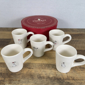 Williams Sonoma Mugs Snowman Coffee Tea Cups 5  Christmas