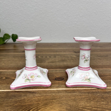 COALPORT ENGLAND Fine Bone China Candle Taper Holders Set Of 2