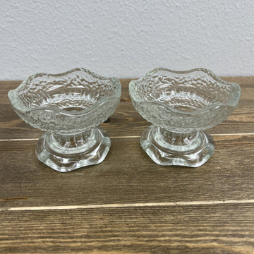 Candle Holders, Anchor Hocking, Clear Pebbled Glass, Reversible Taper, Votive