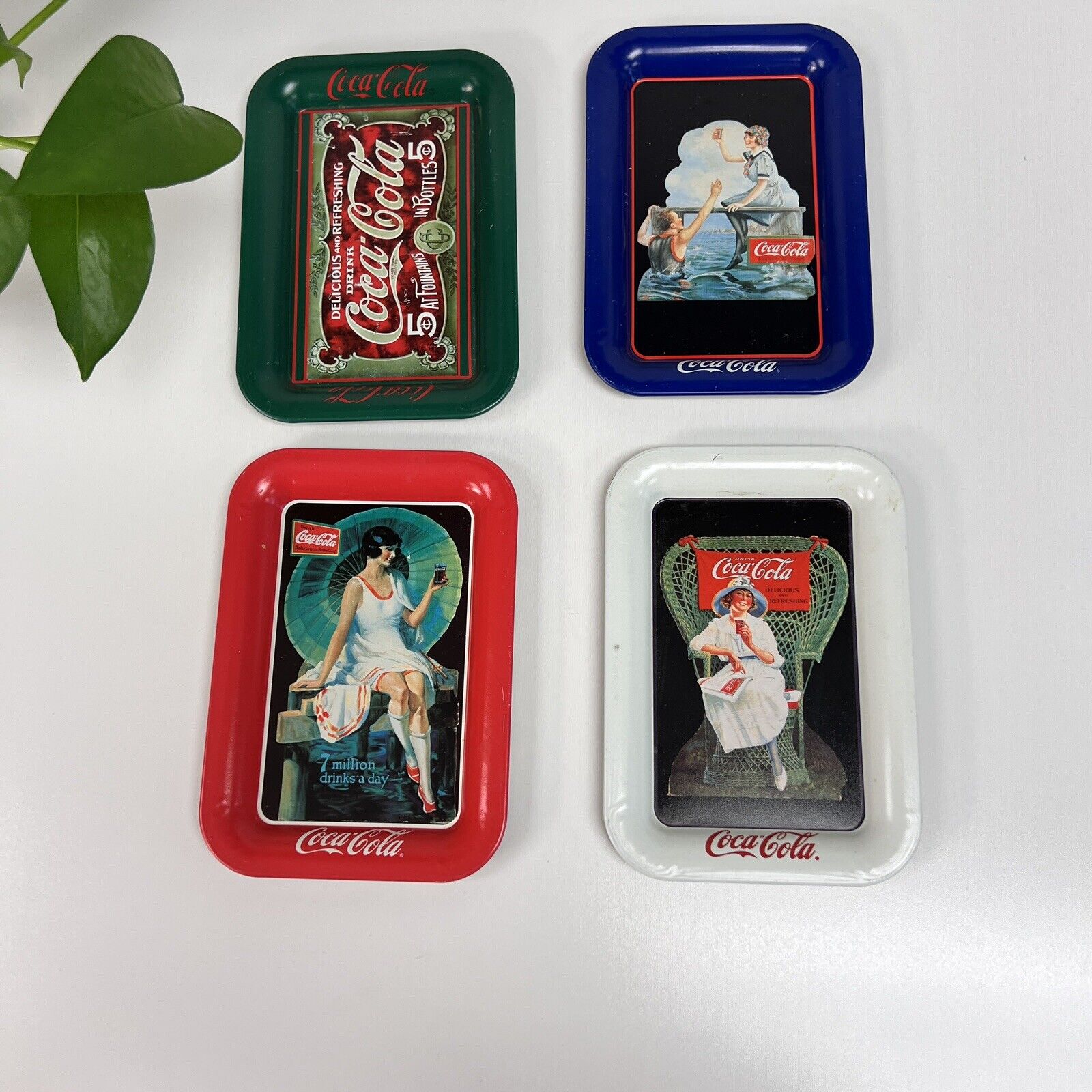 Vintage Coca Cola Metal Tip Trays Issued 1995 & 98 Set Of 4