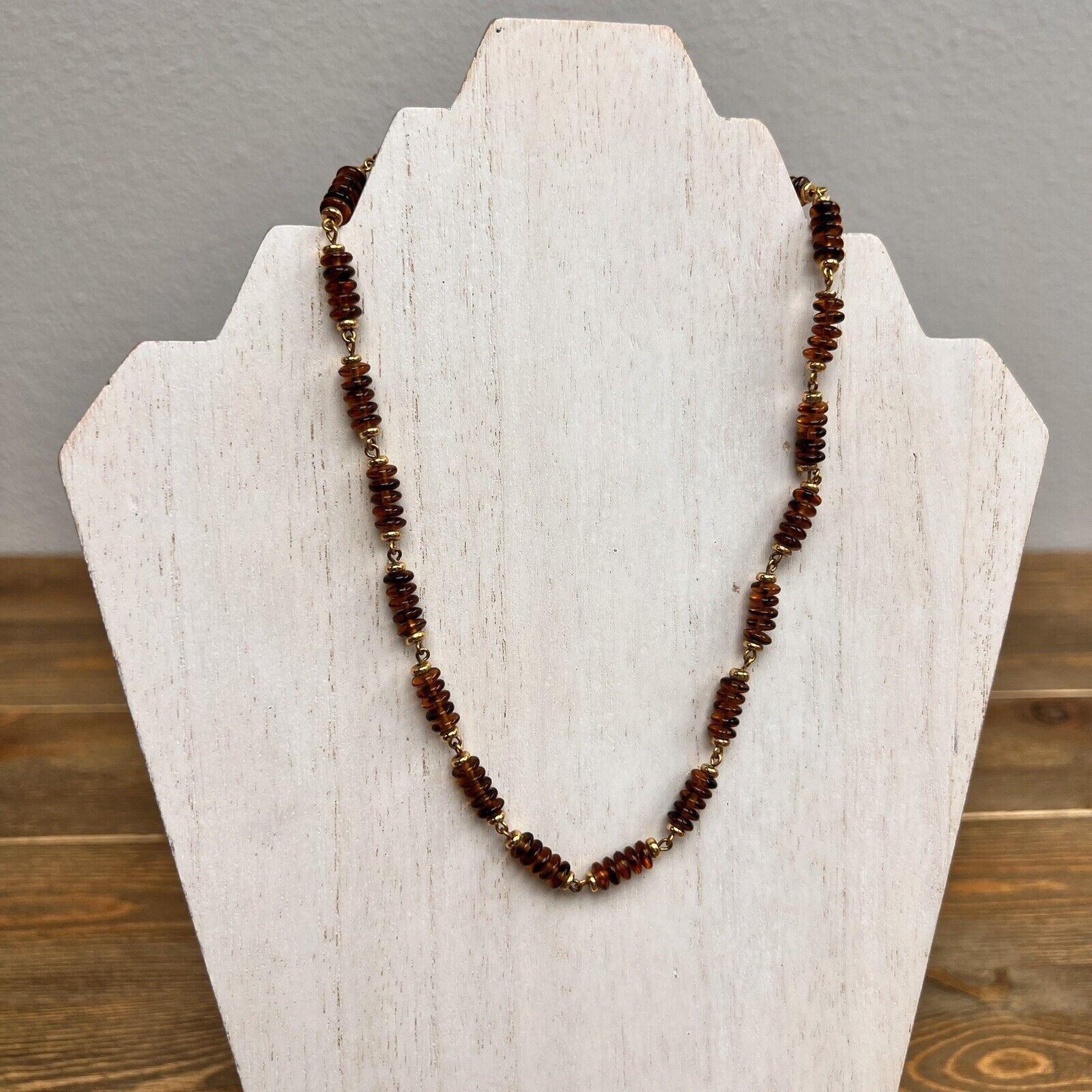 Ralph Lauren Long Brown Beads necklace Signed