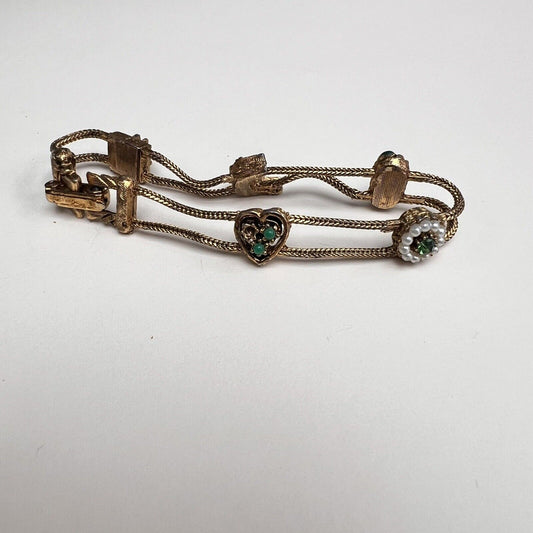 Vintage 1960s Victorian Design Slide Bracelet Signed