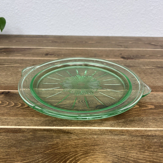 US Glass "Tendril" VINTAGE Platter Uranium GLASS Green Glows under black light