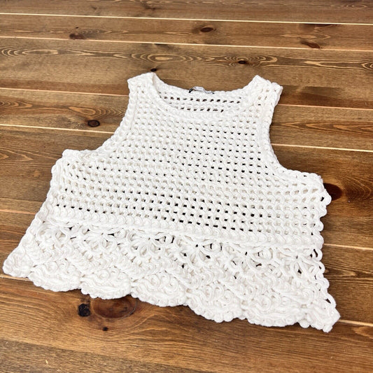 Zara Crochet Sleeveless Top Shirt Size M