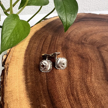 Cufflinks Vintage Talon Grip Initials Silver Plate Etched Cufflinks