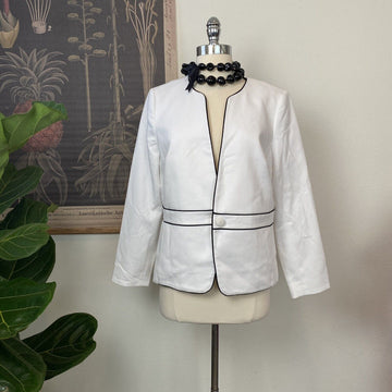 TALBOTS White Knit Blazer Jacket Coat Women's Petite Size 10P - NWT Retail $189