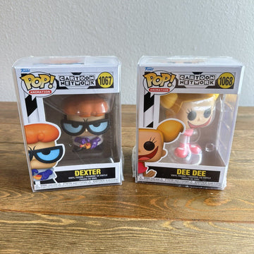 Funko Pop Dexter #1067 & Dee Dee #1068 Set of w/Protector Cases