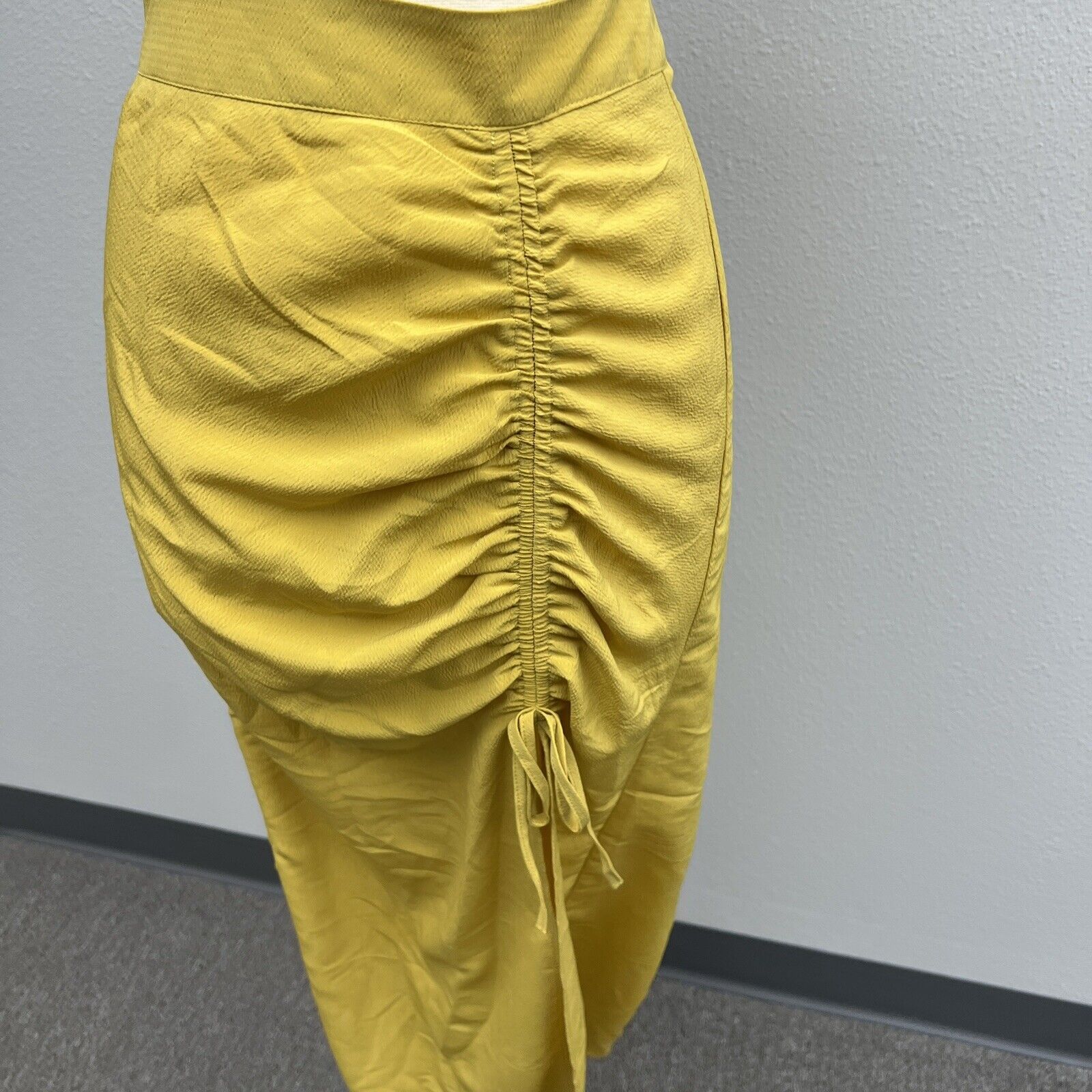 Know One Cares Mustard Yellow Ruched XSmall Slit Skirt