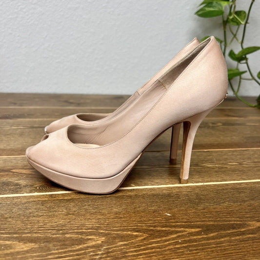 Christian Dior Beige Satin Platform Pumps 37