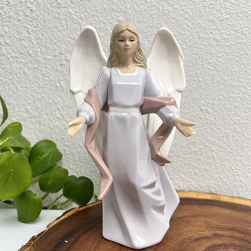 Porcelain Angel Wings Figurine HMC LIC Light Blue & White