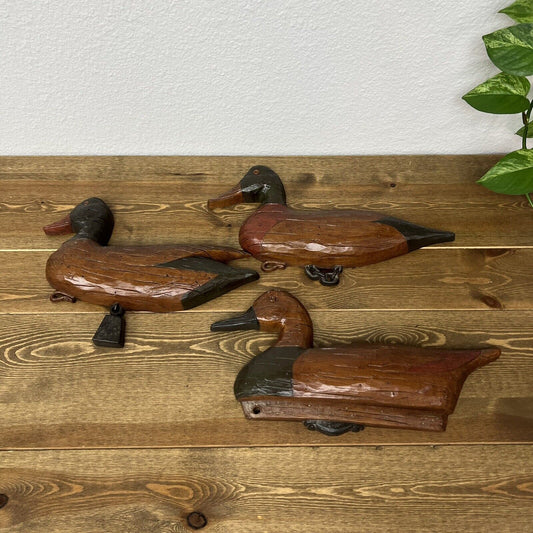 Vintage Syroco 3 DUCK WALL PLAQUE Art Thick Plastic Ducks