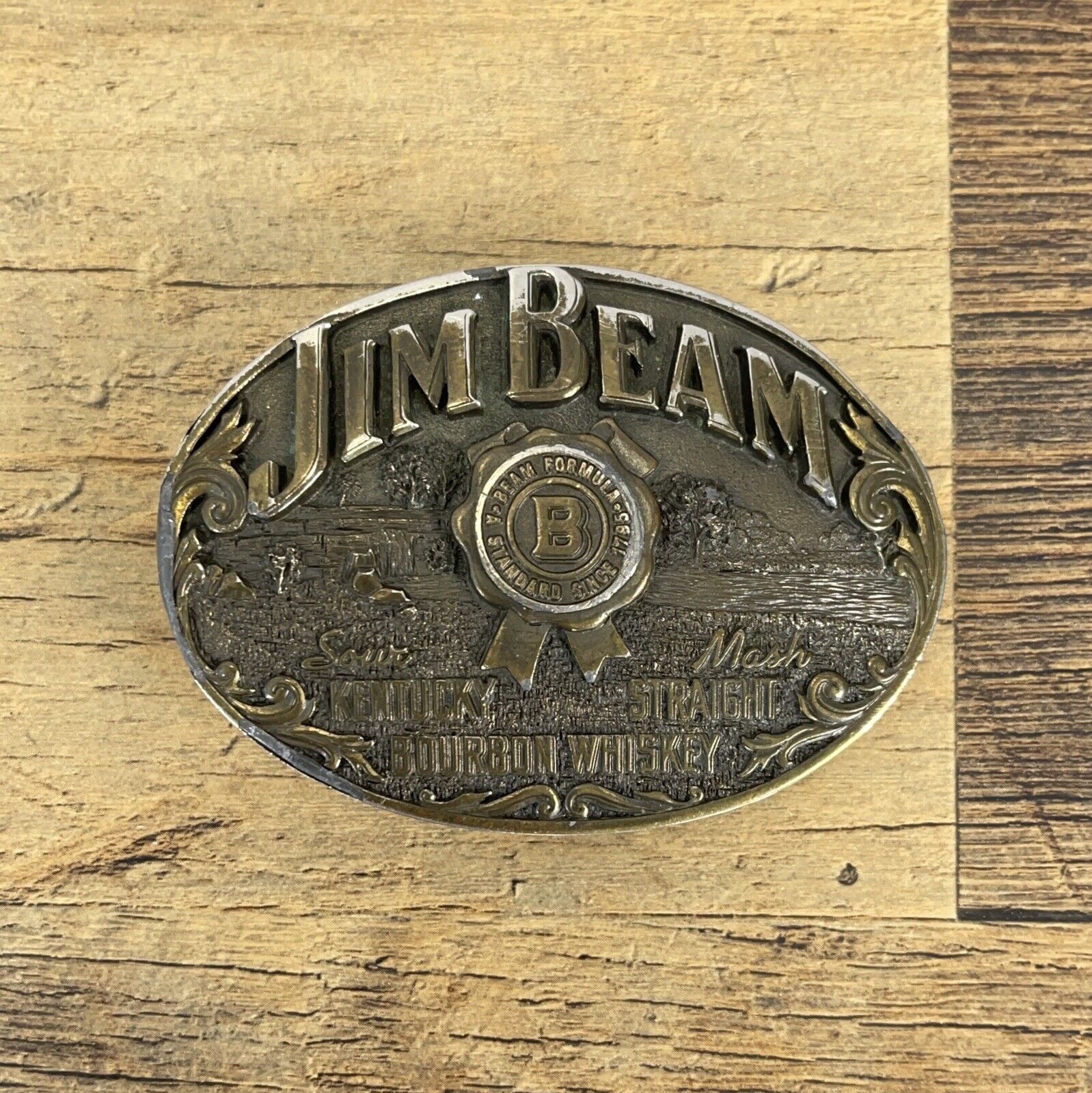 1996 Jim Beam Kentucky Bourbon Whiskey Belt Buckle Limited Edition USA