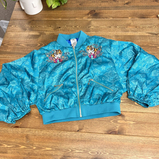 Disney Store Jasmine Jacket Girls Bomber Raja Aladdin Teal Coat Size 11/12