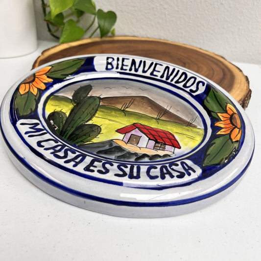 Bienvenidos Mi Casa Es Su Casa Talavera Mexico Style Oval Wall Plaque