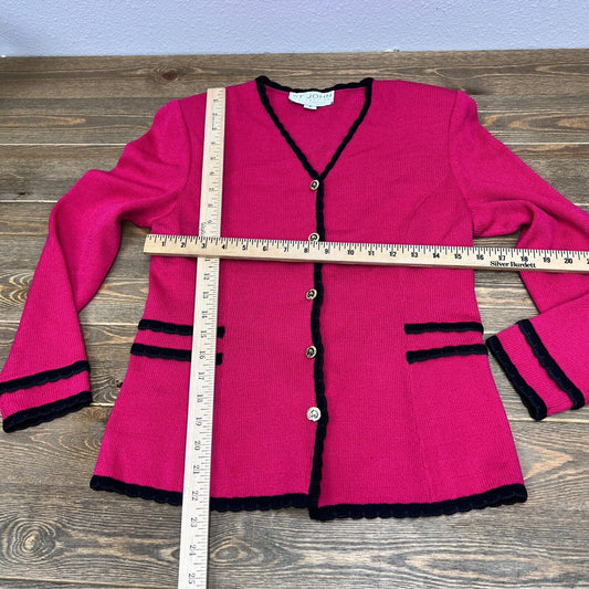 ST. JOHN Collection Raspberry Santana Knit Jacket Size 2 Vintage