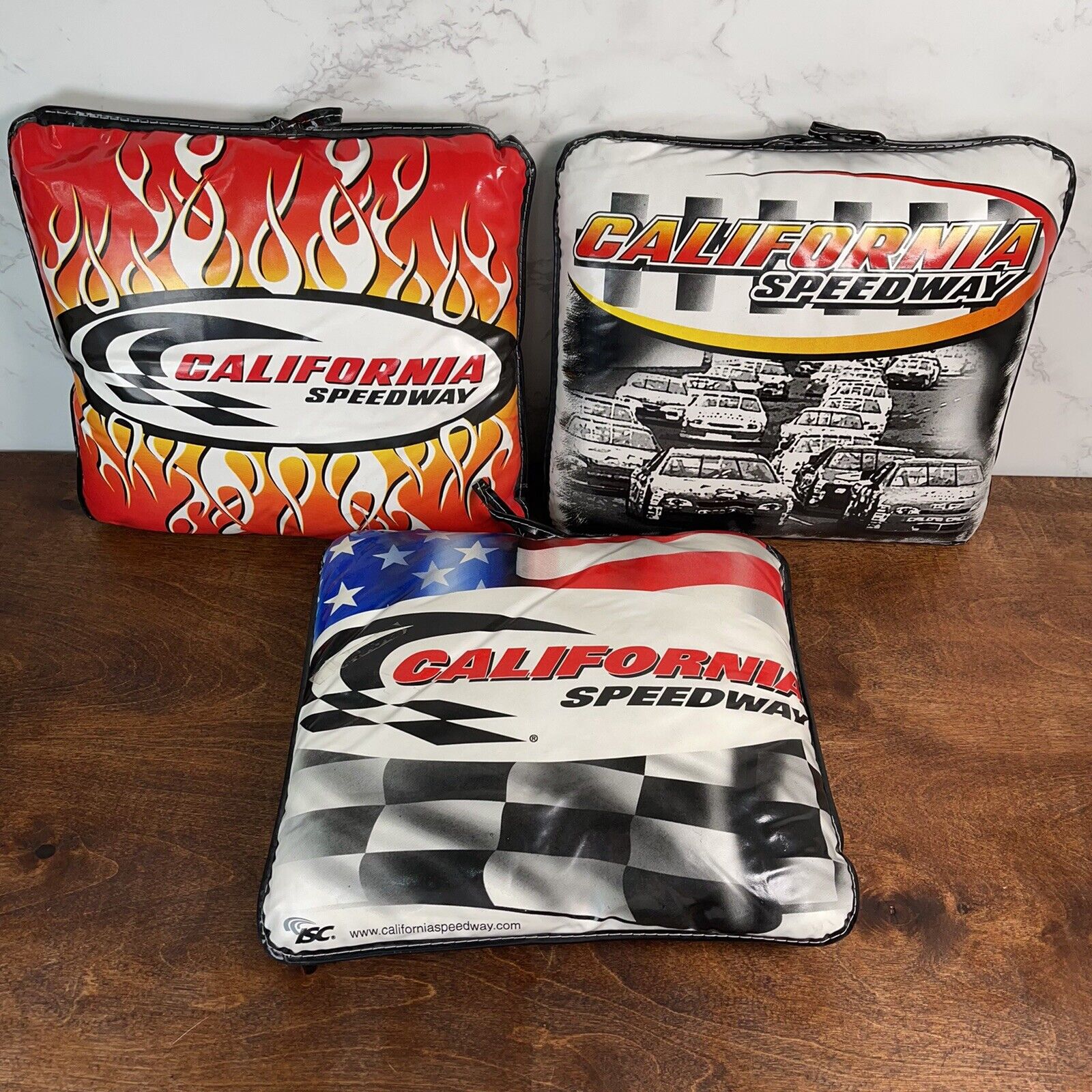 2000 CALIFORNIA SPEEDWAY® VINYL PILLOW SEAT CUSHION  RACING NASCAR Set Of 3