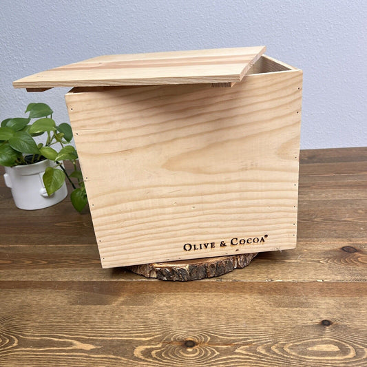 Olive & Cocoa Wood Box  Square