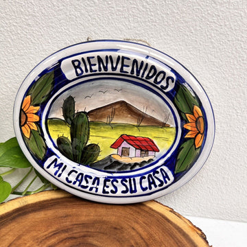 Bienvenidos Mi Casa Es Su Casa Talavera Mexico Style Oval Wall Plaque