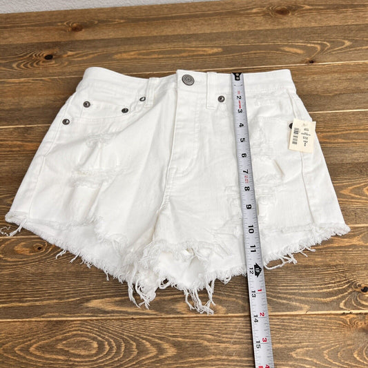 Womens Aero Distressed White High Rise Shorty Jean Shorts Size 2