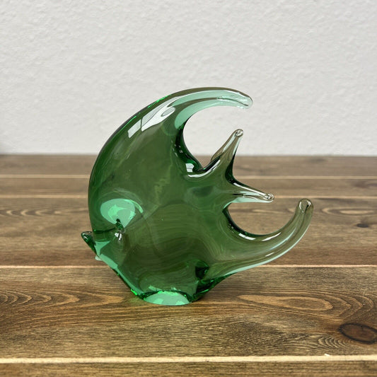 Art Glass Angel Fish Green Glass Figurine Paperweight