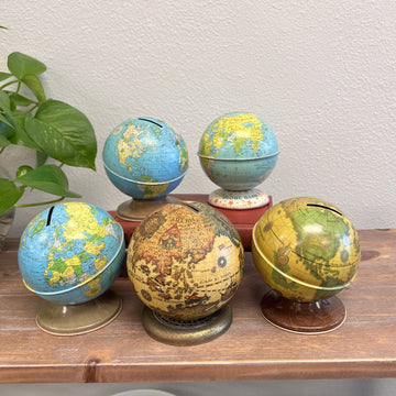 Vintage Ohio Art Globe Tin Bank - Mid Century - Various Styles Set Of 5