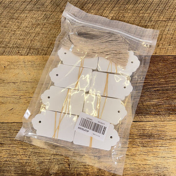 Paper Tags Gift Hang Tags with Brown Rope String 200pcs White Tag