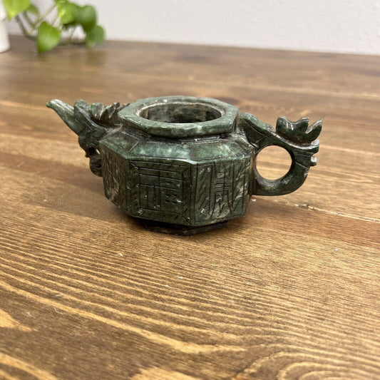 Vintage Jade Miniature Tea Pot No Lid Decor