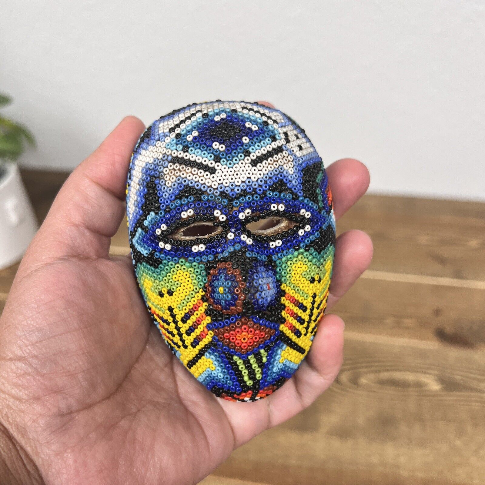 Mexican Huichol Beaded Mask Hand Made Small
