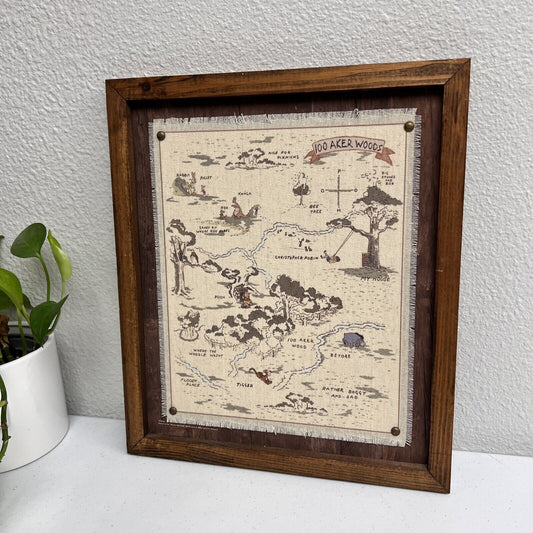 Disney Winnie The Pooh 100 Aker Woods Map Framed Wall Art Canvas 