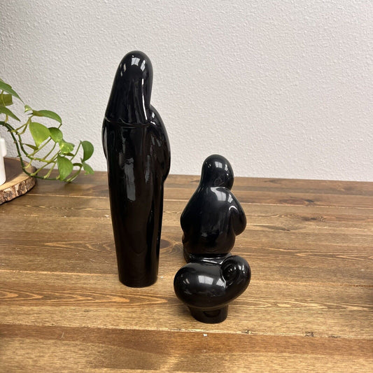 Modern Black Ceramic Nativity Scene Set of 3